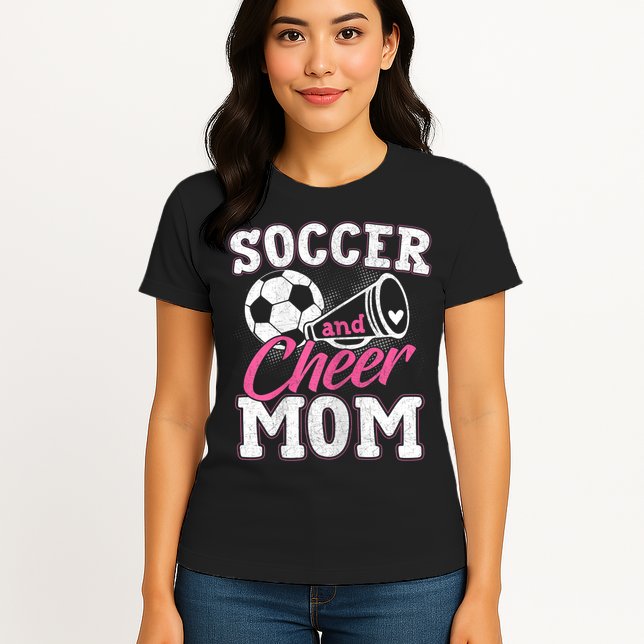 Womens Funny Cheerleading Mom Soccer And Cheer Mom Womens T-Shirt
