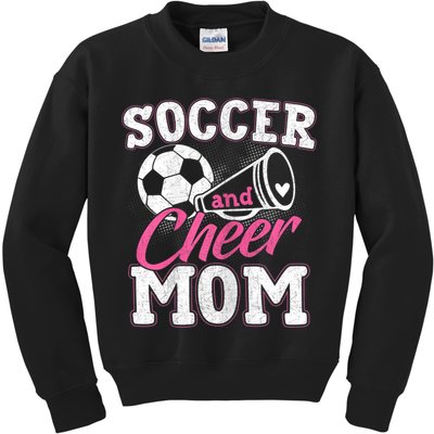 Womens Funny Cheerleading Mom Soccer And Cheer Mom Kids Sweatshirt