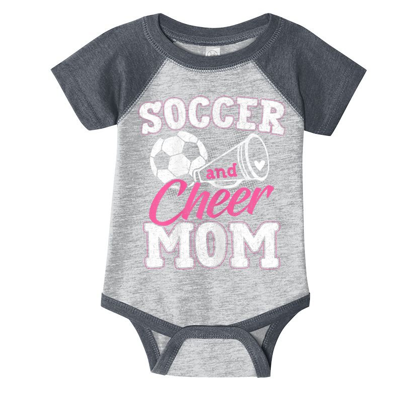Womens Funny Cheerleading Mom Soccer And Cheer Mom Infant Baby Jersey Bodysuit