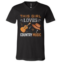 Womens Funny Cowgirl Hat Country Music Lover Women V-Neck T-Shirt