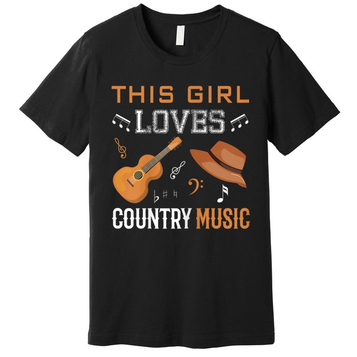 Womens Funny Cowgirl Hat Country Music Lover Women Premium T-Shirt