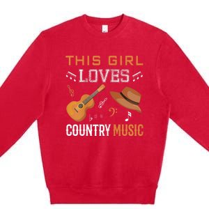 Womens Funny Cowgirl Hat Country Music Lover Women Premium Crewneck Sweatshirt