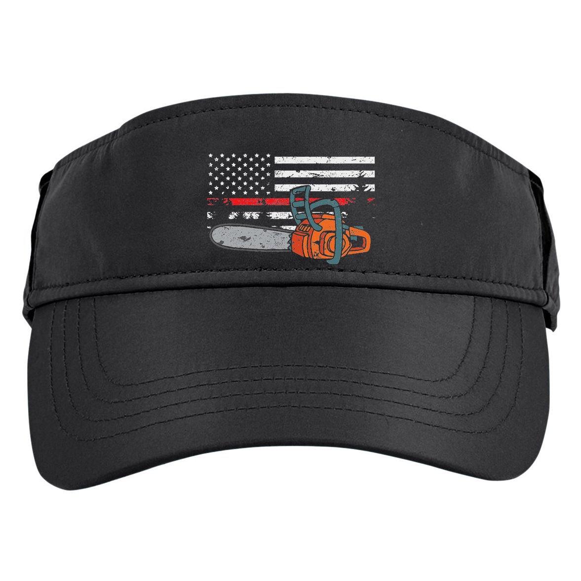 Wildland Firefighter Chainsaw Red Line American Flag Adult Drive Performance Visor