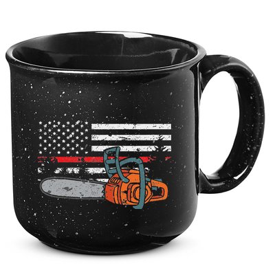 Wildland Firefighter Chainsaw Red Line American Flag 15oz Campfire Ceramic Mug