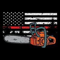 Wildland Firefighter Chainsaw Red Line American Flag Drawstring Bag