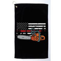Wildland Firefighter Chainsaw Red Line American Flag Golf Towel
