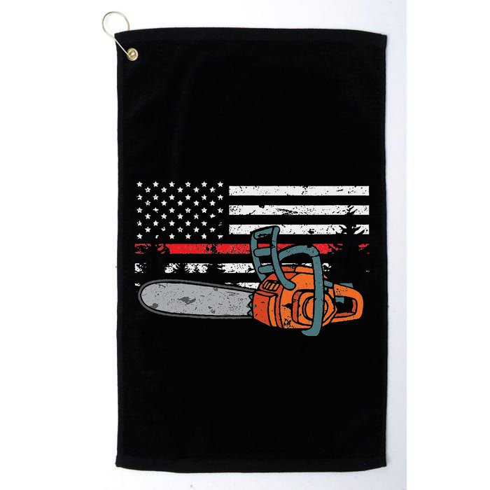Wildland Firefighter Chainsaw Red Line American Flag Golf Towel