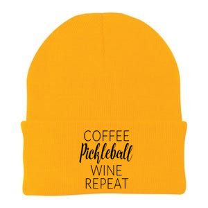 Womens Funny Coffee Pickleball Wine Repeat Gift VNeck TShirt Knit Cap Winter Beanie