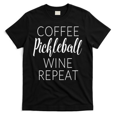 Womens Funny Coffee Pickleball Wine Repeat Gift VNeck TShirt T-Shirt