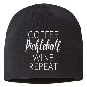 Womens Funny Coffee Pickleball Wine Repeat Gift VNeck TShirt Sustainable Beanie