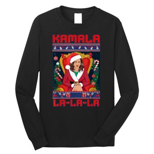 Women Funny Christmas Comma La Kamala Harris 2024 Xmas Gift Long Sleeve Shirt