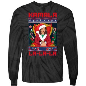 Women Funny Christmas Comma La Kamala Harris 2024 Xmas Gift Tie-Dye Long Sleeve Shirt