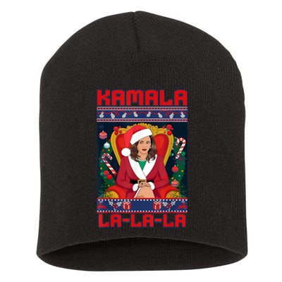 Women Funny Christmas Comma La Kamala Harris 2024 Xmas Gift Short Acrylic Beanie