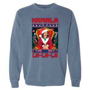 Women Funny Christmas Comma La Kamala Harris 2024 Xmas Gift Garment-Dyed Sweatshirt