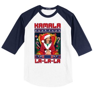 Women Funny Christmas Comma La Kamala Harris 2024 Xmas Gift Baseball Sleeve Shirt