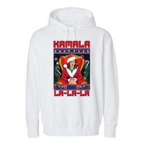 Women Funny Christmas Comma La Kamala Harris 2024 Xmas Gift Garment-Dyed Fleece Hoodie