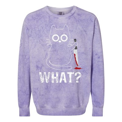 What Funny Cat With Knife Colorblast Crewneck Sweatshirt