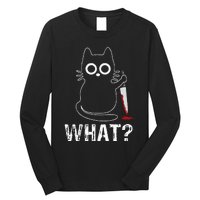 What Funny Cat With Knife Long Sleeve Shirt