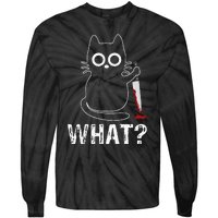 What Funny Cat With Knife Tie-Dye Long Sleeve Shirt