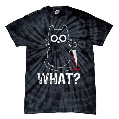 What Funny Cat With Knife Tie-Dye T-Shirt