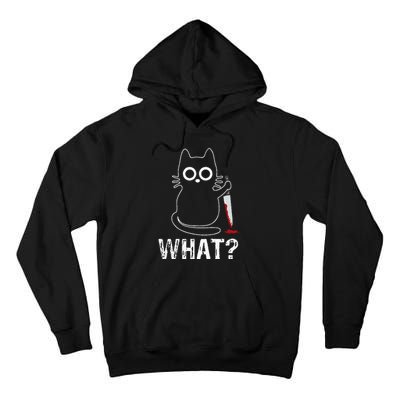 What Funny Cat With Knife Tall Hoodie