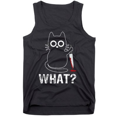 What Funny Cat With Knife Tank Top