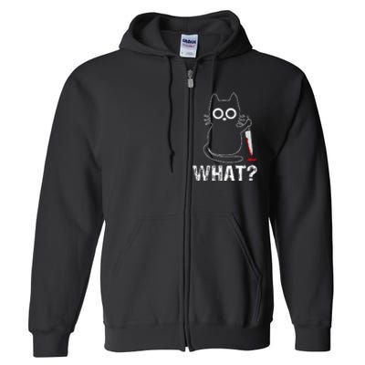 What Funny Cat With Knife Full Zip Hoodie