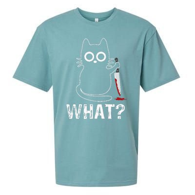 What Funny Cat With Knife Sueded Cloud Jersey T-Shirt