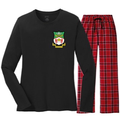 Wrexham Football Club Pocket Logo Women's Long Sleeve Flannel Pajama Set 