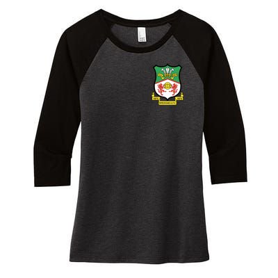 Wrexham Football Club Pocket Logo Women's Tri-Blend 3/4-Sleeve Raglan Shirt