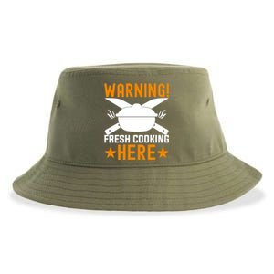 Warning! Fresh Cooking Here I Cooking Great Gift Sustainable Bucket Hat