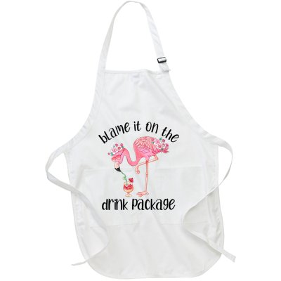 Womens Flamingo Cruise Blame It On The Drink Package Drinking Booze VNeck Full-Length Apron With Pockets