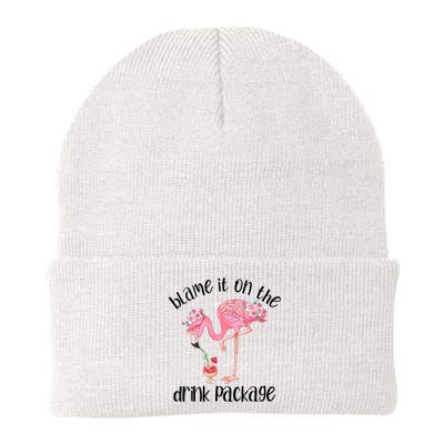 Womens Flamingo Cruise Blame It On The Drink Package Drinking Booze VNeck Knit Cap Winter Beanie