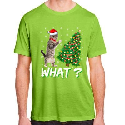 What Funny Cat Pushing Christmas Tree Over Cat Xmas Cool Gift Adult ChromaSoft Performance T-Shirt