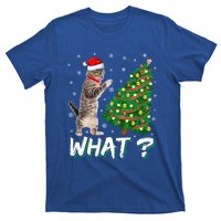 What Funny Cat Pushing Christmas Tree Over Cat Xmas Cool Gift T-Shirt