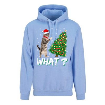 What Funny Cat Pushing Christmas Tree Over Cat Xmas Cool Gift Unisex Surf Hoodie