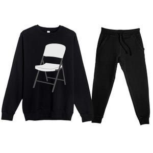 White Folding Chair Premium Crewneck Sweatsuit Set