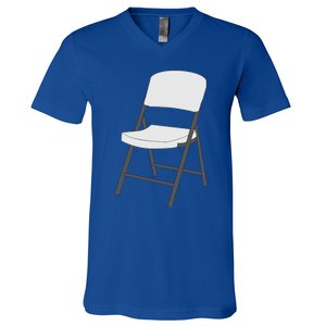 White Folding Chair V-Neck T-Shirt