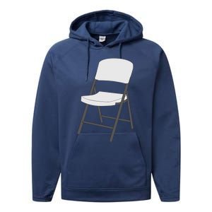 White Folding Chair Performance Fleece Hoodie