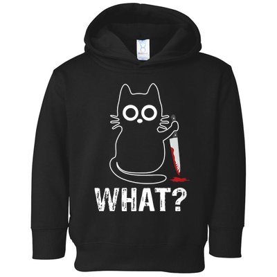 What? Funny Cat With Knife Graphic Design Toddler Hoodie