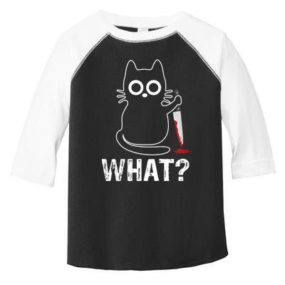 What? Funny Cat With Knife Graphic Design Toddler Fine Jersey T-Shirt