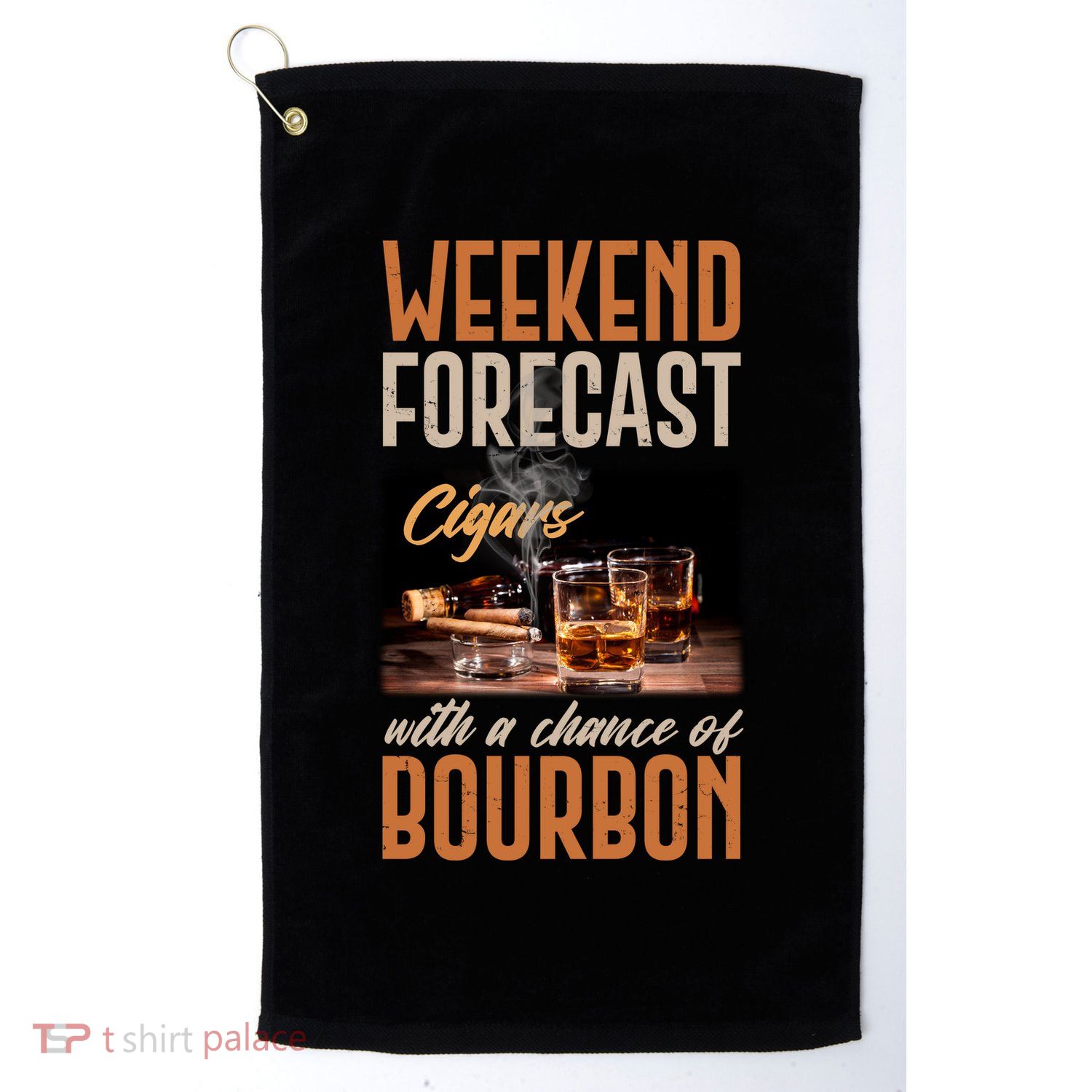 Weekend Forecast Cigars With Chance Bourbon Golf Towel