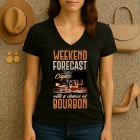 Weekend Forecast Cigars With Chance Bourbon Women's V-Neck T-Shirt