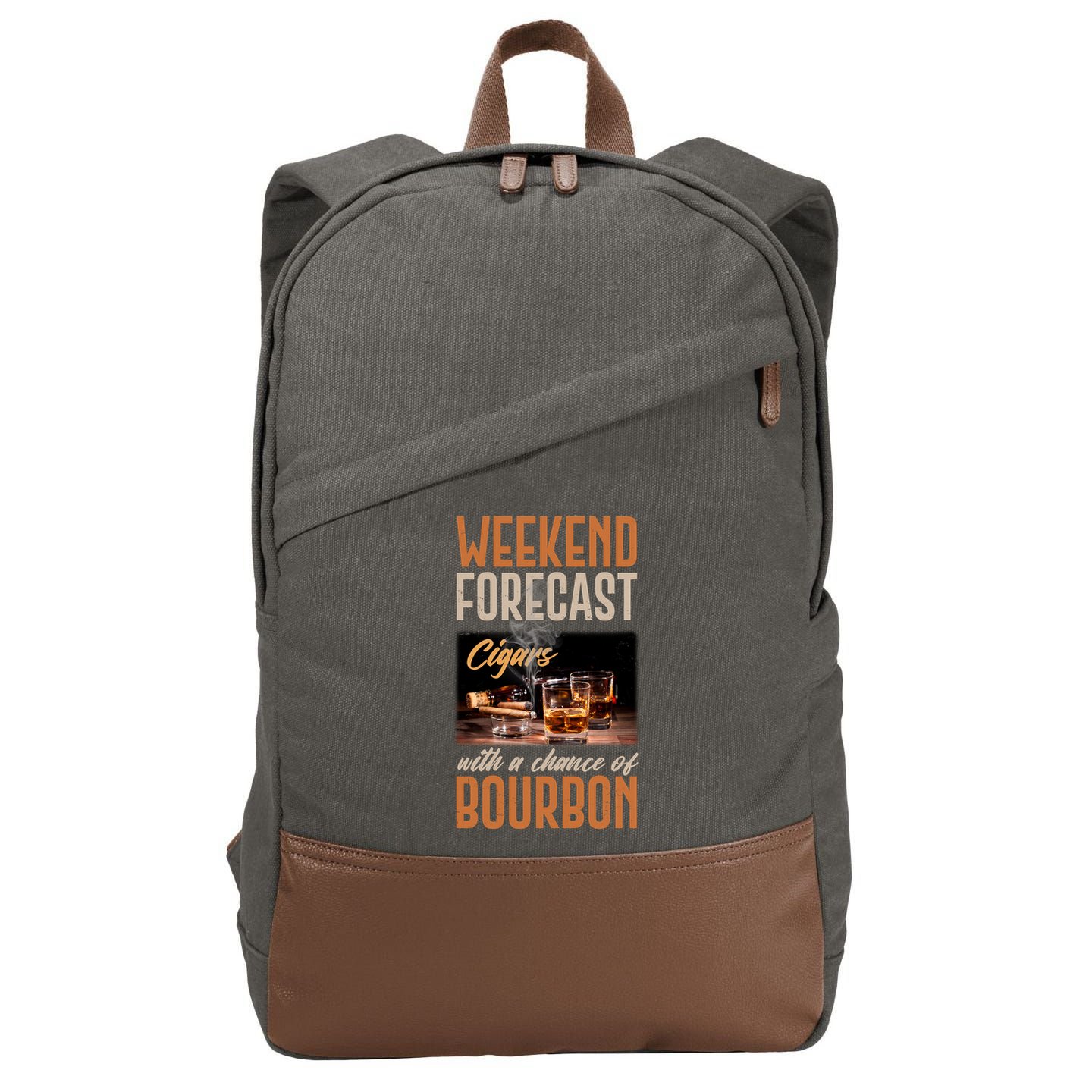 Weekend Forecast Cigars With Chance Bourbon Cotton Canvas Backpack