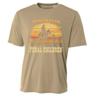 Wranglin Feral Children Cowboy Parenting Humor Cooling Performance Crew T-Shirt