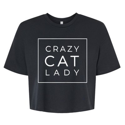 Wo Funny Crazy Cat Lady Gift, Cute Cat Lover Cozy Bella+Canvas Jersey Crop Tee