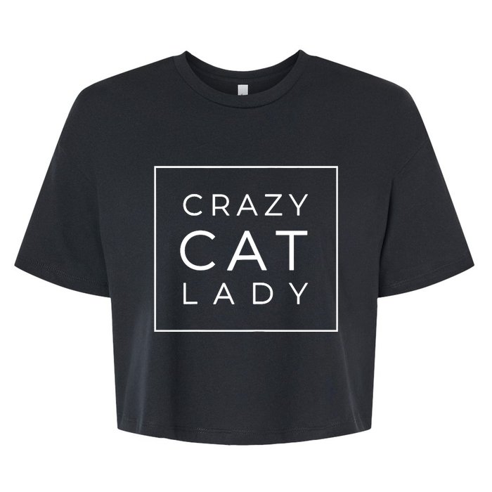 Wo Funny Crazy Cat Lady Gift, Cute Cat Lover Cozy Bella+Canvas Jersey Crop Tee