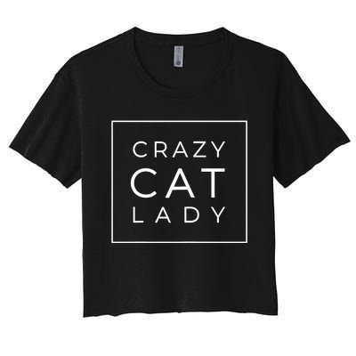 Wo Funny Crazy Cat Lady Gift, Cute Cat Lover Cozy Women's Crop Top Tee