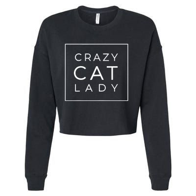 Wo Funny Crazy Cat Lady Gift, Cute Cat Lover Cozy Cropped Pullover Crew