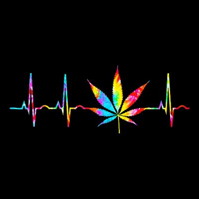 Weed Funny Cannabis Marijuana Leaf Heartbeat Stoner Tie Dye T-Shirt